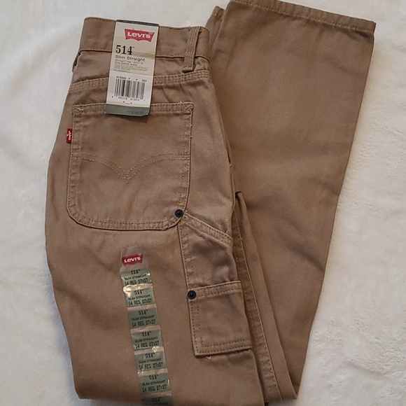 SOLD Levi's Boy's Slim Straight Tan Khaki Pants Size 14 NWT - Picture 2 of 7